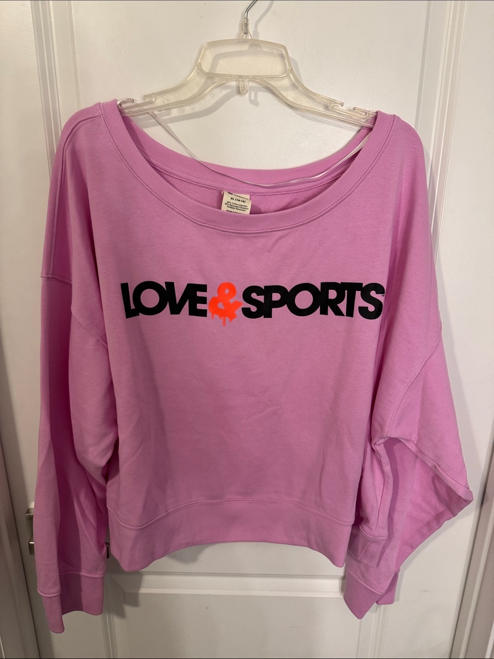 LOVE & SPORTS Off-Shoulder Pink Sweatshirt